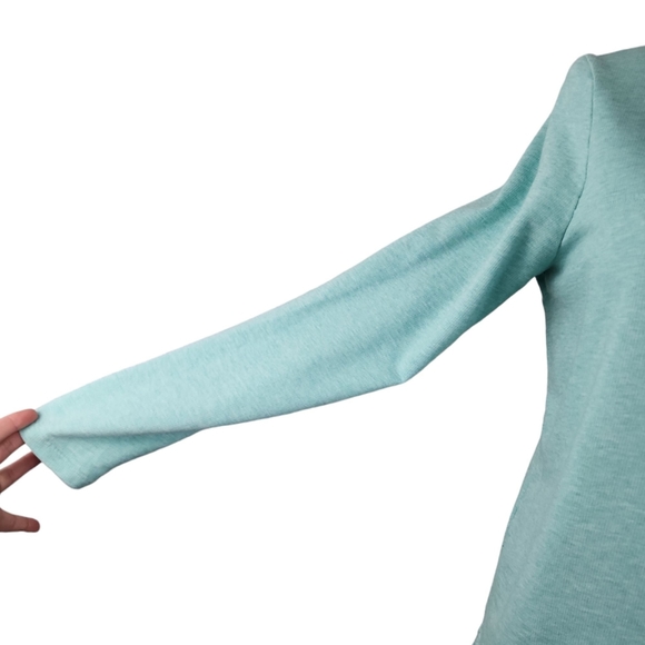 LL Bean Shirt Women's Small Aqua Sweatshirt Henley Style Pullover - Picture 4 of 6
